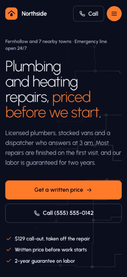 Craftline home page on a phone